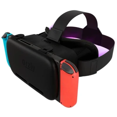 Abbildung von Orzly VR Brille für Nintendo Switch/Switch OLED Konsole Modell fur 3D Virtual Reality Headset Spiele Zubehör Set Geschenkbox Edition Schwarz