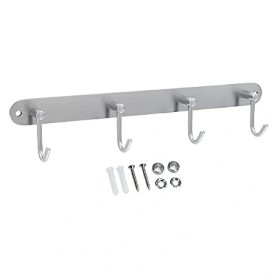 Abbildung von INTIRILIFE Edelstahl Garderobenleiste Modell C 4 Haken 30 x 5.5 cm Kleiderhaken Garderobe Hakenleiste in 5 verschiedenen Designs