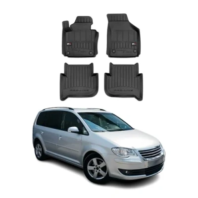 Abbildung von Fußmatten Gummimatten kompatibel mit VW Touran I 2003 2010 OMAC Premium 3D Schwarz TPE Gummi