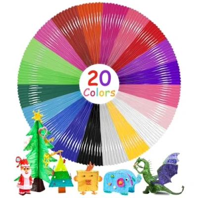 Abbildung von Bixury 3D Stift Filament PLA 1,75 mm Drucker Nachfüllpackung mit 20 Farben je 5 m Total Length 100 Druckmaterialien für