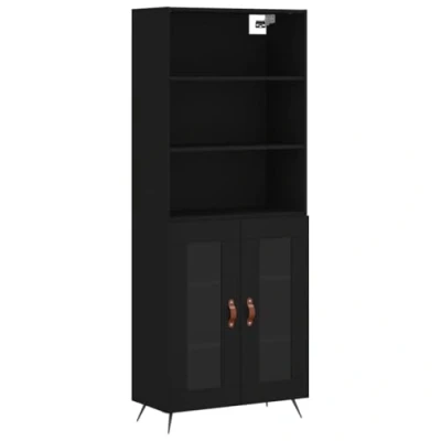 Abbildung von vidaXL Highboard Schwarz 69,5x34x180 cm Spanplatte Glas Vitrine