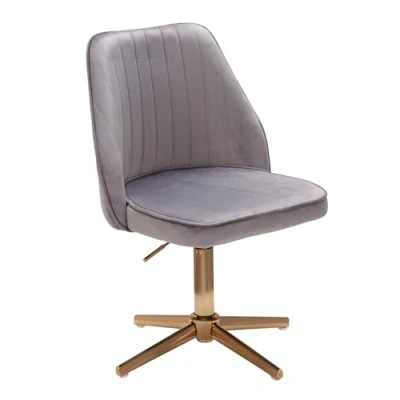 Abbildung von FINEBUY Drehstuhl FB24206 (Samt Grau, Design Schalenstuhl Drehbar mit Lehne), Schreibtischstuhl 120 kg Höhenverstellbar,