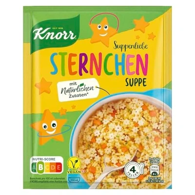Abbildung von Knorr Suppenliebe Sternchen Suppe leckere für Kinder und Erwachsene mit natürlichen Zutaten 84 g 13 Stück