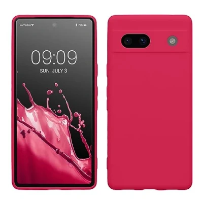 Abbildung von kwmobile Handyhülle kompatibel mit Google Pixel 7a Hülle Handy Case aus weichem Silikon in Neon Pink