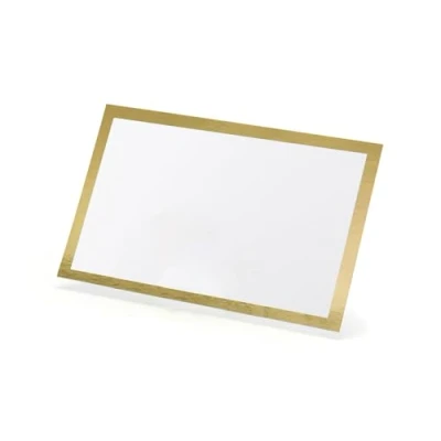 Abbildung von partydeco Papierdekoration, Tischkarten Goldrand 9,5x5,5cm blanko 10 Stück weiß gold