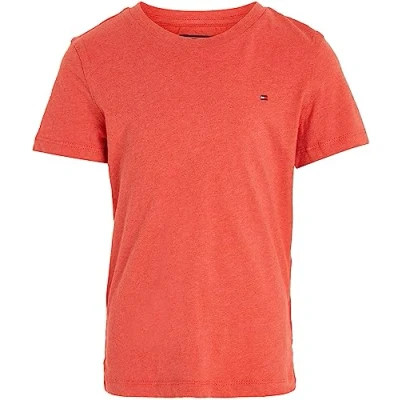 Abbildung von Tommy Hilfiger Jungen T Shirt Kurzarm Rundhalsausschnitt, Rot (Apple Red Heather), 12 Monate
