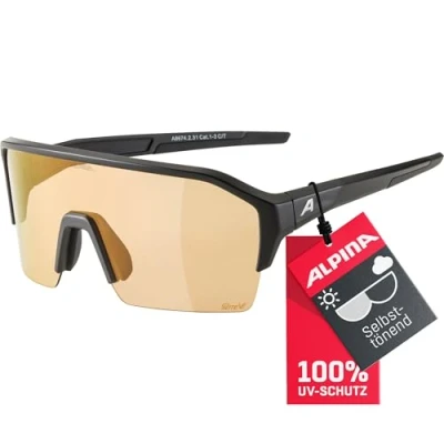 Abbildung von ALPINA RAM HR Q LITE V Verspiegelte, Kontrastverstärkende &amp; Beschlagfreie Sport Fahrradbrille Mit 100% UV Schutz Für Erwachsene, black matt, One Size