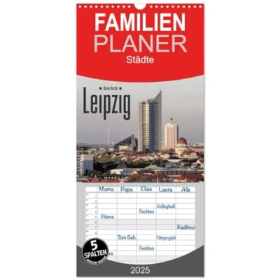 Abbildung von Familienplaner 2025 Reise durch Leipzig mit 5 Spalten (Wandkalender, 21 cm x 45 cm), CALVENDO