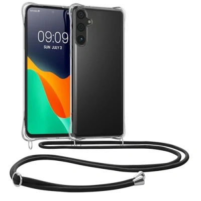Abbildung von kwmobile Necklace Case kompatibel mit Samsung Galaxy S24 FE Hülle Silikon Cover Handykette Band Handyhülle Transparent