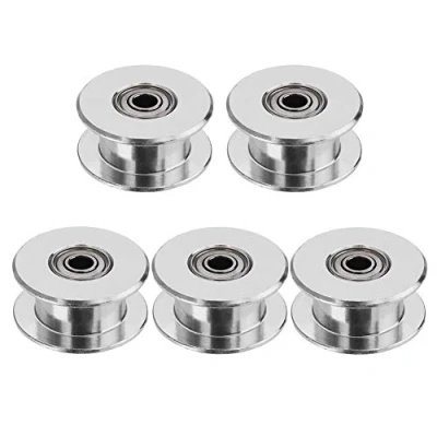 Abbildung von Saipor 5 Stück GT2 Zahnlose Riemenscheibe Glatte Art Rad Aluminium Zahnriemenscheibe idler pulley für 3D Drucker 6mm Breite Zahnriemen (16 Zähne 3mm Bohrung)