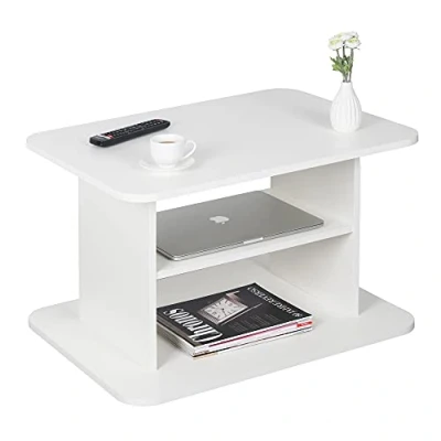 Abbildung von RICOO Couchtisch mit Stauraum 69 x 45 50 cm, Holz, Wohnzimmertisch für Couch Weiss WM094 WM, Tisch Wohnzimmer Tisch, Sofatisch, Coffee Table, weiß klein,