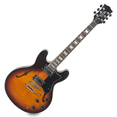 Abbildung von Rocktile Pro HB100 SB E Gitarre (Halbresonanz/Hollowbody Korpus, 2 Humbucker, Rosenholz Griffbrett, Ahorn Hals, Mensur: 65 cm, Sattelbreite: 43 mm) Sunburst