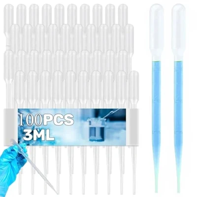 Abbildung von 100 Stück Pipette,3ml Kunststoff Transferpipetten,Einweg Pipetten Mit Skala,Dosierpipette,für Labor Versuch,Klassenzimmer Experiment,Parfüm,ätherische Öle