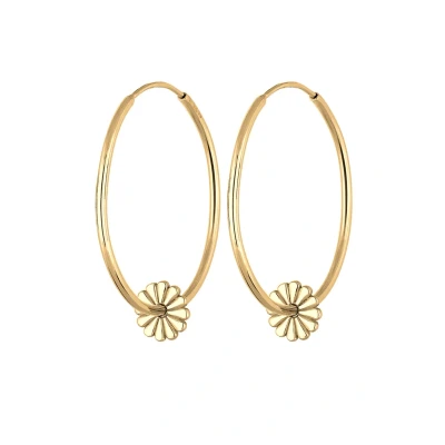 Abbildung von Elli Ohrringe Damen Creolen Blume Daisy in 925 Sterling Silber vergoldet
