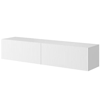 Abbildung von Selsey TV Schrank Board Sideboard Fernsehtisch Fernsehschrank 140 cm Hängend Gefräste Front Weiß Veldio
