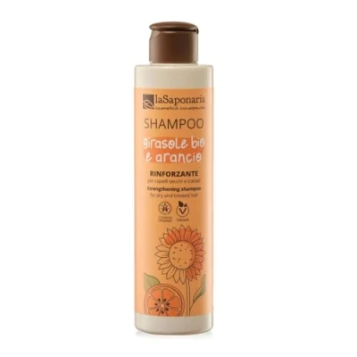 Abbildung von La Saponaria Sonnenblumen &amp; Süßorangen Shampoo, für trockenes geschädigtes, coloriertes, frei von SLES, GMOs, PEGs oder Parabenen, natürlich, vegan, tierversuchsfrei, Biokunststoff, bio, 200 ml