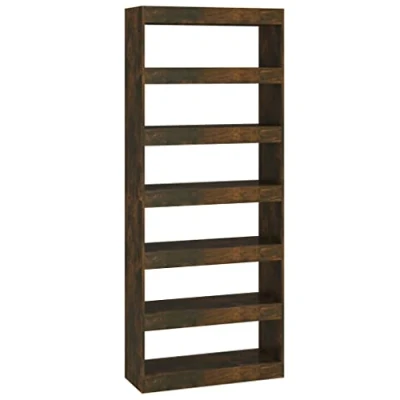 Abbildung von SDWEHO7 Bücherregal Standregal freistehendes Büroregal Aktenregal Aufbewahrungsregal Raumteiler Lagerregal für Wohnzimmer, Räuchereiche 80x30x198 cm Holzwerkstoff