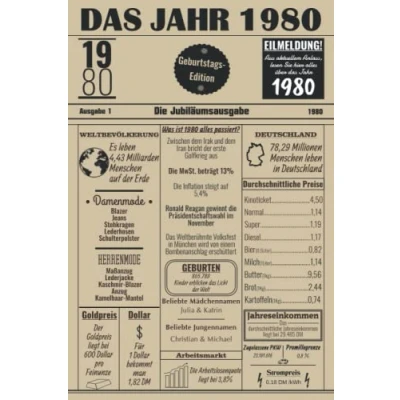 Abbildung von Das Jahr 1980: Notizbuch Mit Cover Im Zeitungsdesign / Jahrgang 1980