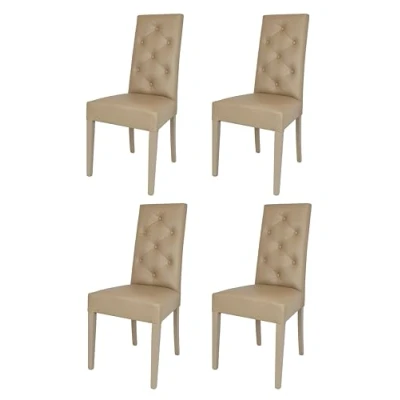 Abbildung von t m c s Tommychairs 4er Set Moderne Stühle Chantal für Küche und Esszimmer, robuste Struktur aus lackiertem Buchenholz Farbe Cappuccino, gepolstert mit Kunstleder Cappuccino bezogen
