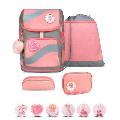 Abbildung von Belmil Smarty Schulranzen Set 5 teilig Minimal Triangels mit Brustgurt, Hüftgurt, Magnetverschluss, Patch 6 Stück