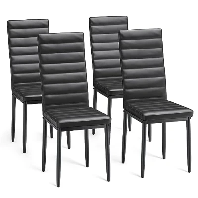 Abbildung von Bealife Esszimmerstühle 4er Set, Set für Küche, Esszimmer, Esszimmerstuhl aus Kunstleder mit hoher Rückenlehne, modern, (Black, 4)