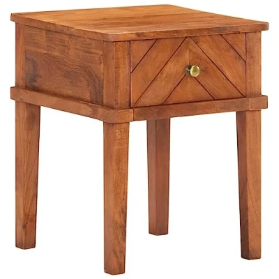 Abbildung von vidaXL Akazienholz Massiv Nachttisch mit 1 Schublade Nachtschrank Nachtkonsole Nachtkommode Schlafzimmer Kommode Schrank 40x40x50cm