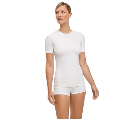 Abbildung von FALKE Damen Baselayer Shirt Warm Round Neck W S/S TS Funktionsmaterial schnelltrocknend 1 Stück, Weiß (White 2860) neu umweltfreundlich, S