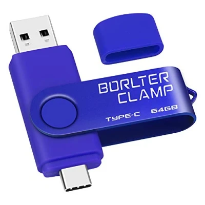 Abbildung von Type C USB Stick 64GB, BorlterClamp 2 in 1 OTG Speicherstick 3.0 Doppelanschluss Flash Laufwerk für Android Smartphone Samsung S10/S9/S8, Huawei, Tablets und Computer (Blau)