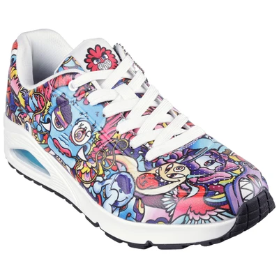 Abbildung von Skechers UNO COLOR DOODLE Sneaker Keilsneaker, Schnürschuh, Retro mit einzigartigem Print