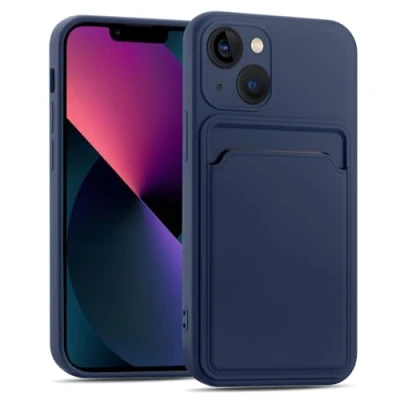 Abbildung von CoolGadget Card Case für iPhone 14 Plus, TPU Schutzhülle mit Kartenfach und erhöhtem Kantenschutz, Blau