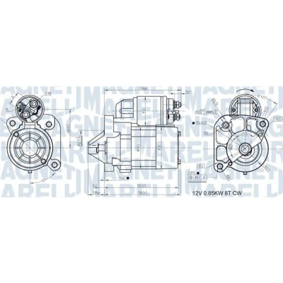 Abbildung von MAGNETI MARELLI 063721186010 Anlasser 12 0,8 8 RENAULT: CLIO 2, Kangoo I, I Rapid, DACIA: Sandero Logan Limousine