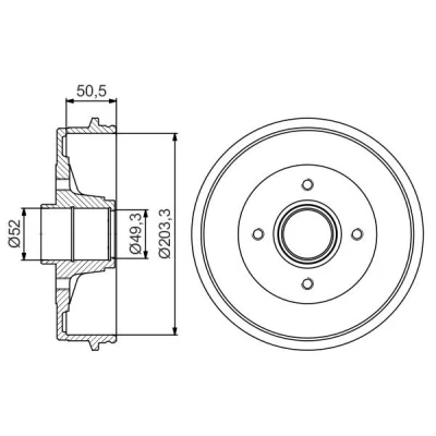 Abbildung von BOSCH 0 986 477 210 Bremstrommel ohne Radlager 234 Hinterachse RENAULT: THALIA 2, CLIO TWINGO 1, DACIA: Sandero I, Logan I Limousine