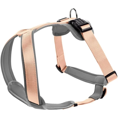 Abbildung von HUNTER Hundegeschirr NEOPREN, Farbe: pfirsich/grau, strapazierfähiges Nylon, mit weichem Neopren gepolstert, reflektierendes 3M Scotchlite Reflective Material, pflegeleicht, komfortabel, Größe: S