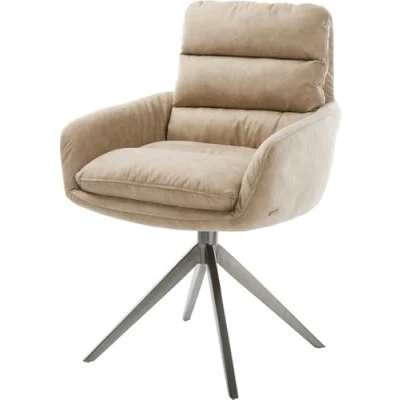Abbildung von Drehstuhl Abelia Flex mit Armlehnen Mikrofaser Beige Vintage Kreuzgestell breit Graphit 360 drehbar Wippfunktion