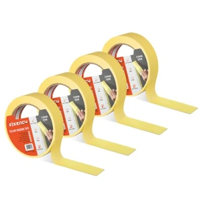 Abbildung von Fixency 4x Malerkrepp (25 mm x 50 m) I Kreppband Gelb für Malerarbeiten und Renovierungen Abklebeband zum Streichen, Lackieren, Renovieren