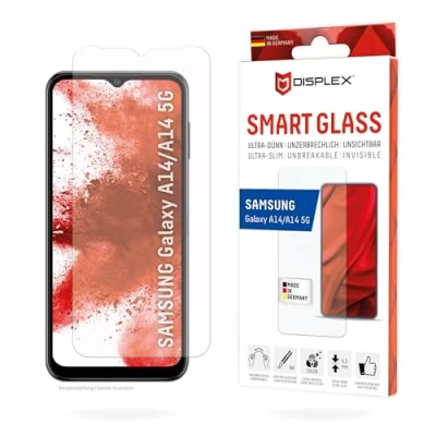 Abbildung von DISPLEX Smart Glass (9H) für Samsung Galaxy A14 5G Montagesticker, unzerbrechlich, ultra dünn, unsichtbar