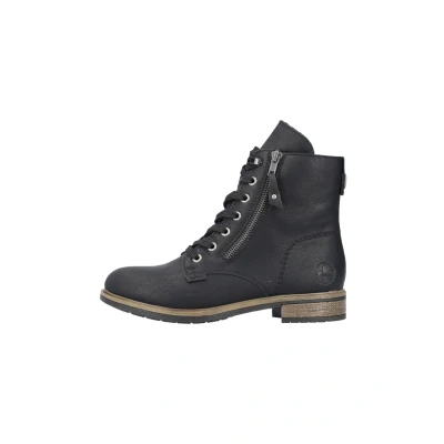 Abbildung von Rieker Damen Schnürstiefeletten 72221, Frauen Stiefeletten,schnürboots,reißverschluss,Boots,Stiefel,Bootee,Booties,schwarz (00),42 EU / 8 UK