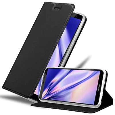 Abbildung von Cadorabo Hülle kompatibel mit Huawei Mate 10 LITE aus Premium Kunst Leder Flip Klappbare Stoßfeste Magnetische [Standfunktion] [Kartenfächern] Cover für Tasche in Schwarz