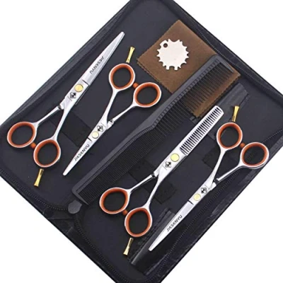 Abbildung von JIESENYU Japan 440c 4 Zoll / 5 5.5 Orange Friseurschere Profi Schere (4 schneiden)