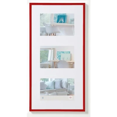 Abbildung von walther design Bilderrahmen rot 3x 10x15 cm Galerie mit Passepartout, New Lifestyle Kunststoffrahmen KV315R