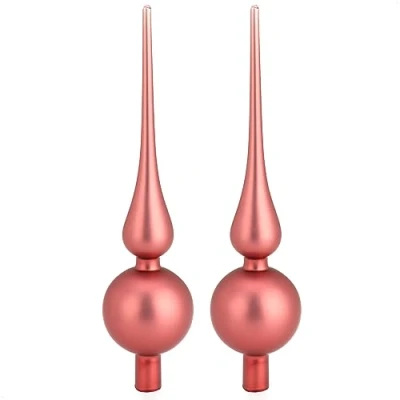 Abbildung von com four® 2X Weihnachtsbaumspitze Christbaumspitze aus echtem Glas für Weihnachten Tannenbaumspitze den Christbaum (2 Stück 28cm edle Rose matt)