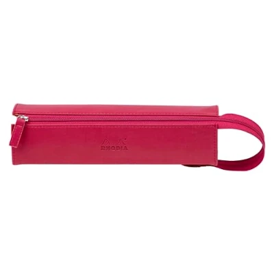 Abbildung von Rhodia 319022C Schlampermäppchen Rhodiarama, rechteckig 23x5x5 cm, flache Öffnung, langer Reißverschluss, praktisch und elegant aus Kunstleder Erdbeer, 1 Stück