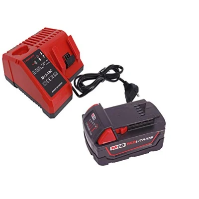 Abbildung von FengBP®Für 18V Milwaukee Ladegerät mit 1 Stück 5000mAh Akku für M18 Schlagschrauber 48 11 1840 1828 59 1807 1806 C18B M18BX Li18 M18B4 XC