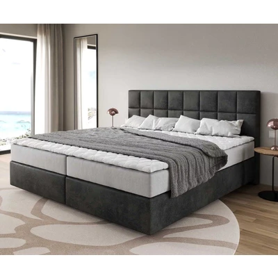 Abbildung von Boxspringbett Dream Fine Mikrofaser Anthrazit Vintage 200x200 cm mit Taschenfederkernmatratze und Topper Visco