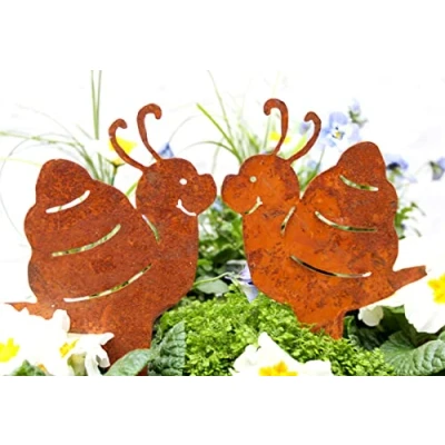 Abbildung von LB H&amp;F Lilienburg Roststecker Herbst Herbstdeko Gartendeko Gartenstecker Rost Metall Dekofigur Gartenfigur Rostfigur (2er Set Schnecke)