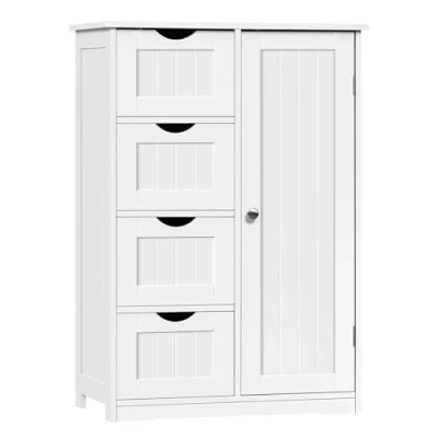 Abbildung von EUGAD Badezimmerschrank Badschrank, Beistellschrank Kommode, mit 4 Schubladen 1 verstellbarem Einlegeboden, Schrank für Badezimmer Wohnzimmer Küche, Weiß, 56x82x30 cm