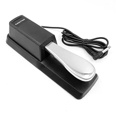 Abbildung von Alnicov Klaviertastatur Sustain Pedal, geeignet für elektronische Keyboards, Digitalpianos usw., Silber