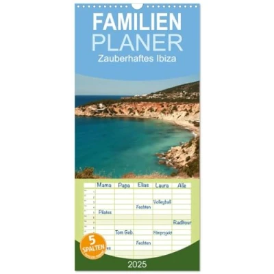 Abbildung von Familienplaner 2025 Zauberhaftes Ibiza mit 5 Spalten (Wandkalender, 21 cm x 45 cm), CALVENDO