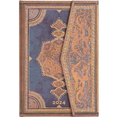 Abbildung von Paperblanks 12 Monatskalender 2024 Safawidisch Indigo Vertikal Mini (100 x 140 mm)