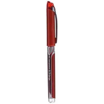 Abbildung von Pilot V7 Tintenroller mit Nadelspitze und gummiertem Griff 0,7 mm Schreibspitze 0,5 Strichbreite 12 Stück rot